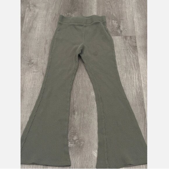 Aerie High Waisted Sage Green Waffle Knit Flare Pants Lounge Womens XS - Picture 4 of 6